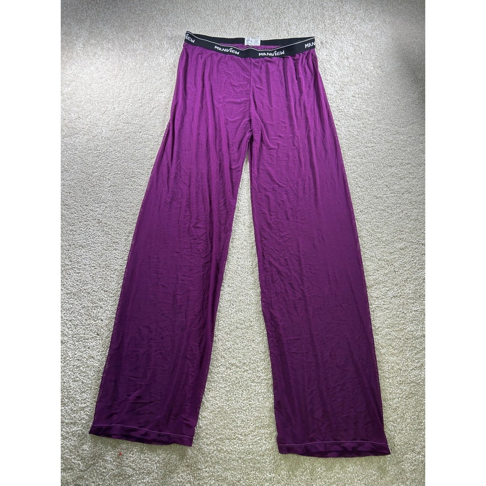 Manview Sheer Pants 2XL Purple Mesh Sheer Lounge Sleep‎ Pajama Stretch